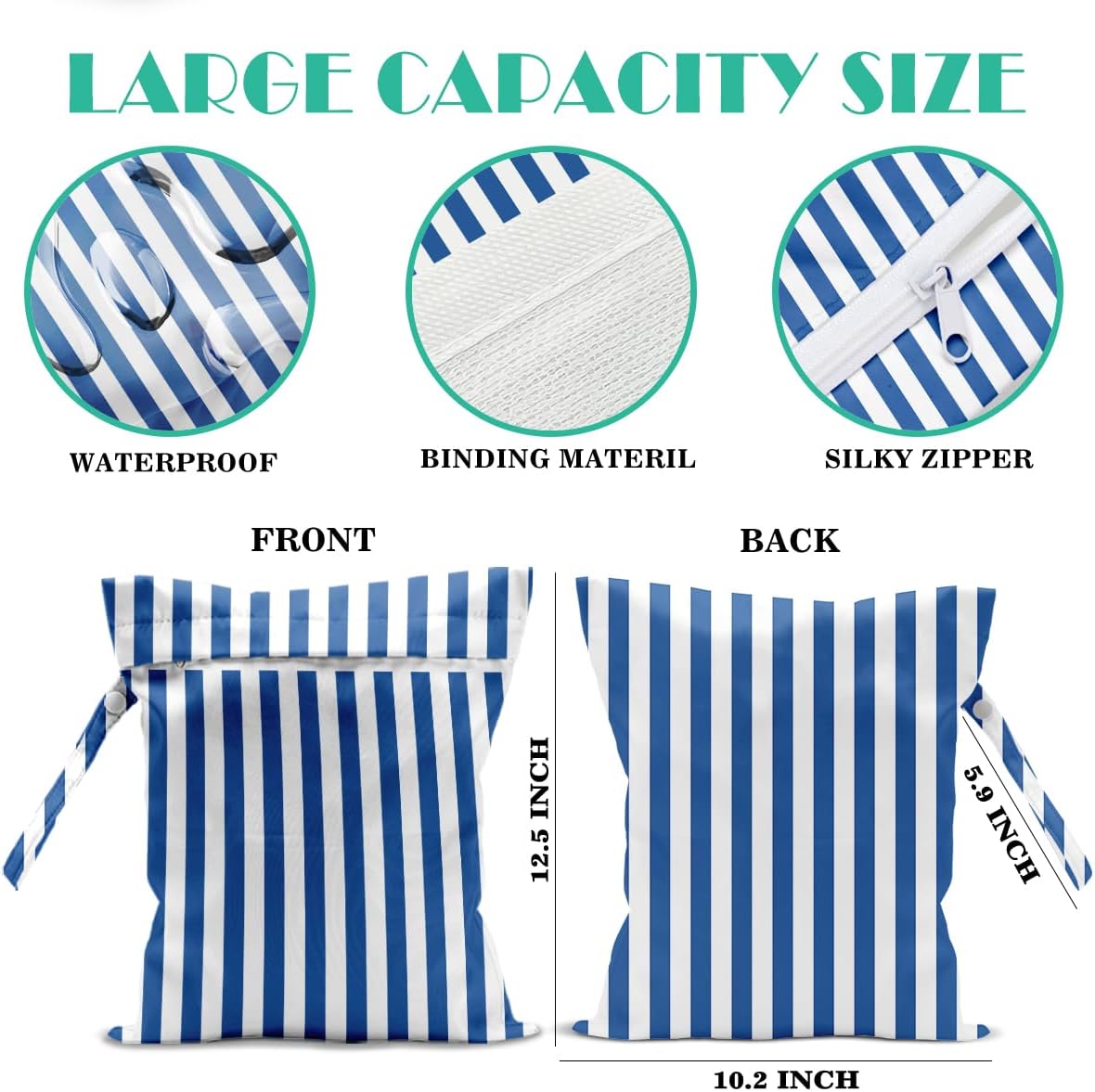 Beach Bags Waterproof Sandproof Large Beach Bag Wet Dry Bags Wet Clothes Bag With Zipper for Swimsuits Travel