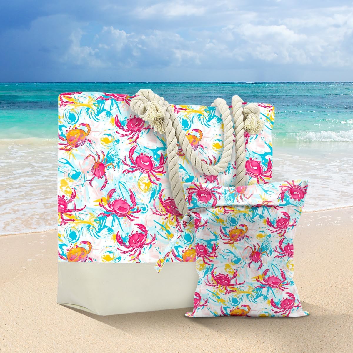 Beach Bags Waterproof Sandproof Large Beach Bag Wet Dry Bags Wet Clothes Bag With Zipper for Swimsuits Travel