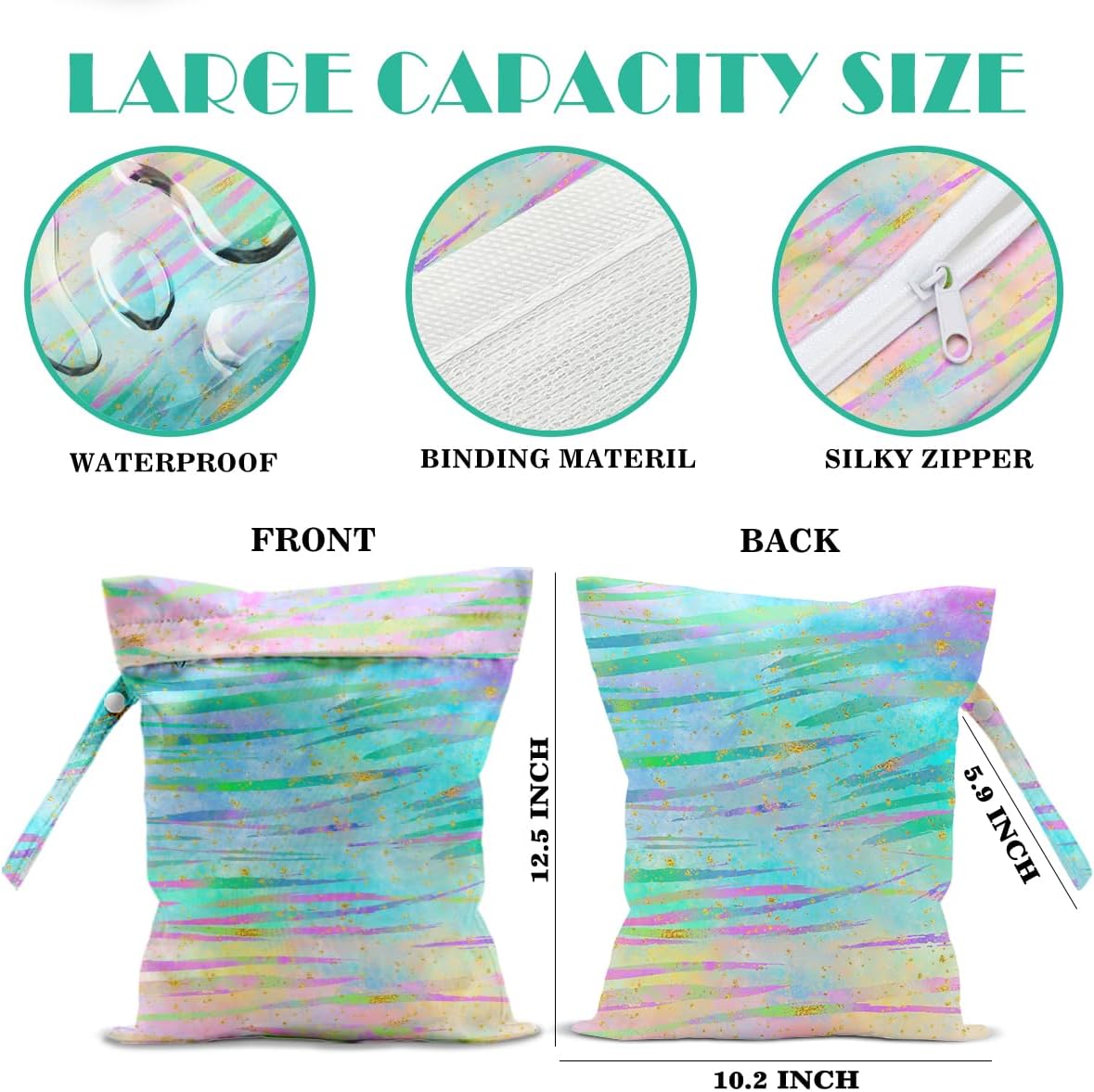 Beach Bags Waterproof Sandproof Large Beach Bag Wet Dry Bags Wet Clothes Bag With Zipper for Swimsuits Travel