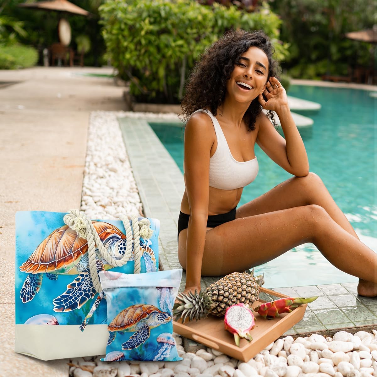 Beach Bags Waterproof Sandproof Large Beach Bag Wet Dry Bags Wet Clothes Bag With Zipper for Swimsuits Travel