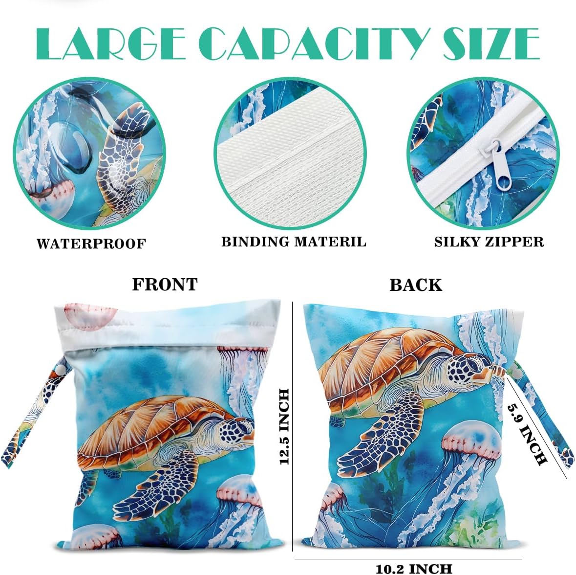 Beach Bags Waterproof Sandproof Large Beach Bag Wet Dry Bags Wet Clothes Bag With Zipper for Swimsuits Travel