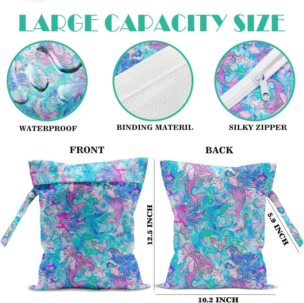 Beach Bags Waterproof Sandproof Large Beach Bag Wet Dry Bags Wet Clothes Bag With Zipper for Swimsuits Travel