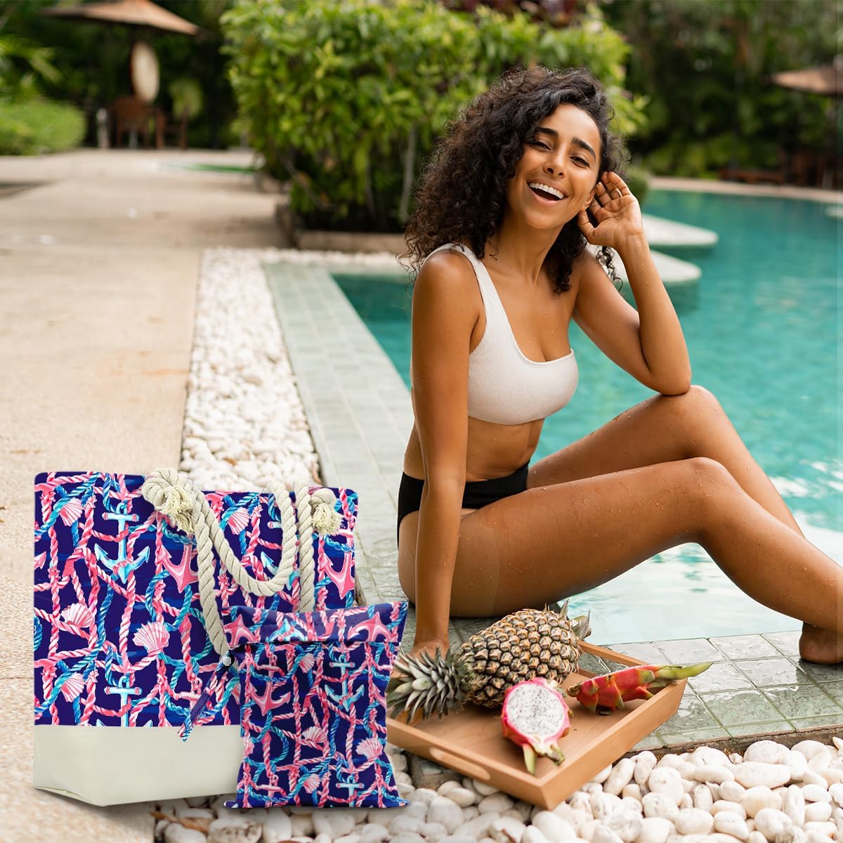 Beach Bags Waterproof Sandproof Large Beach Bag Wet Dry Bags Wet Clothes Bag With Zipper for Swimsuits Travel