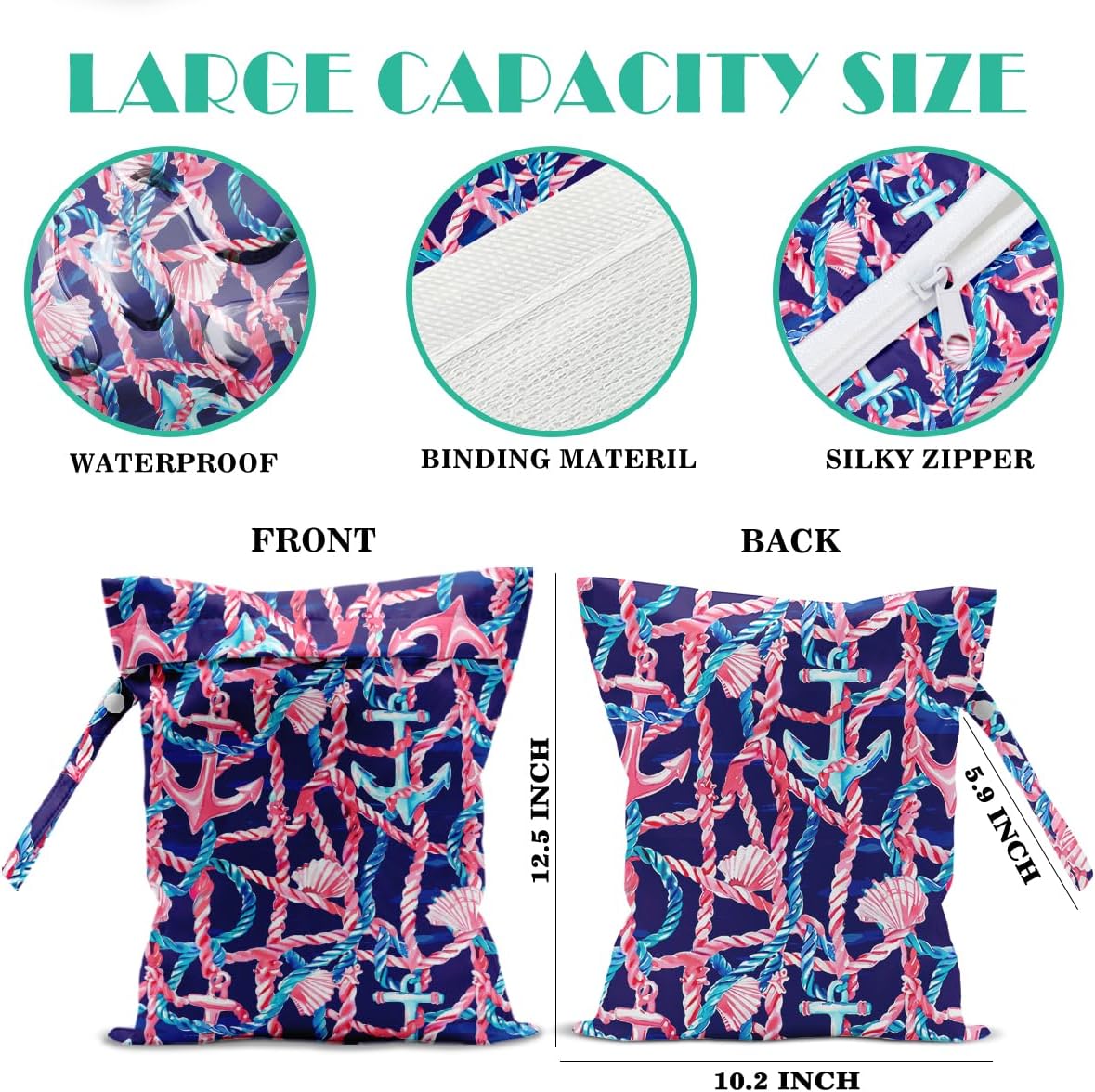 Beach Bags Waterproof Sandproof Large Beach Bag Wet Dry Bags Wet Clothes Bag With Zipper for Swimsuits Travel