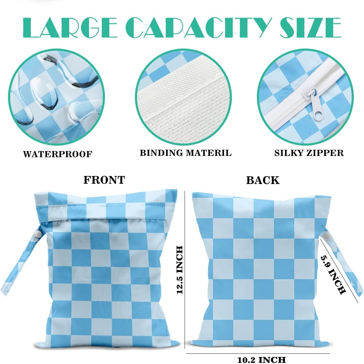 Beach Bags Waterproof Sandproof Large Beach Bag Wet Dry Bags Wet Clothes Bag With Zipper for Swimsuits Travel