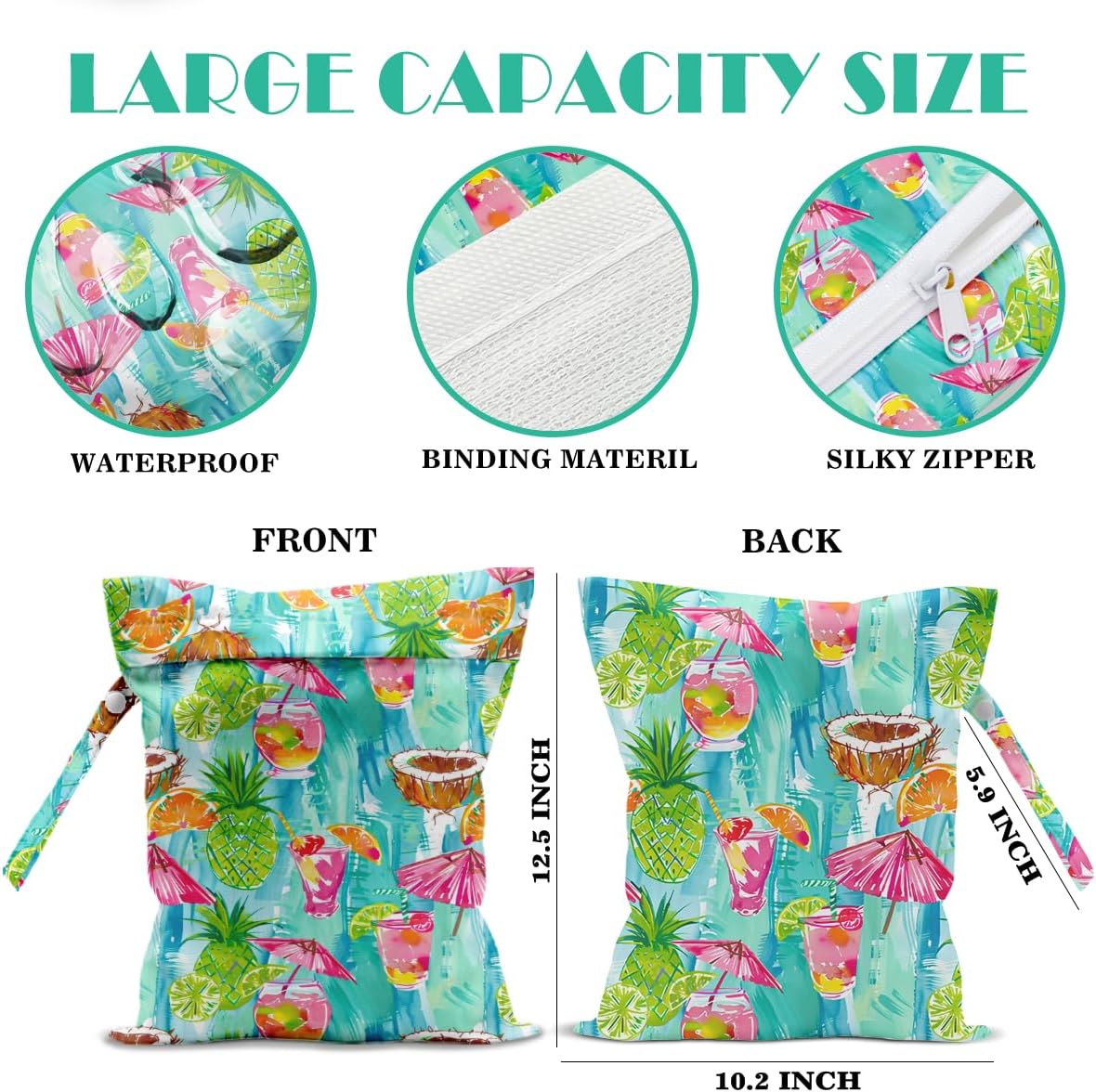 Beach Bags Waterproof Sandproof Large Beach Bag Wet Dry Bags Wet Clothes Bag With Zipper for Swimsuits Travel