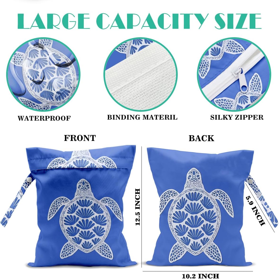 Beach Bags Waterproof Sandproof Large Beach Bag Wet Dry Bags Wet Clothes Bag With Zipper for Swimsuits Travel