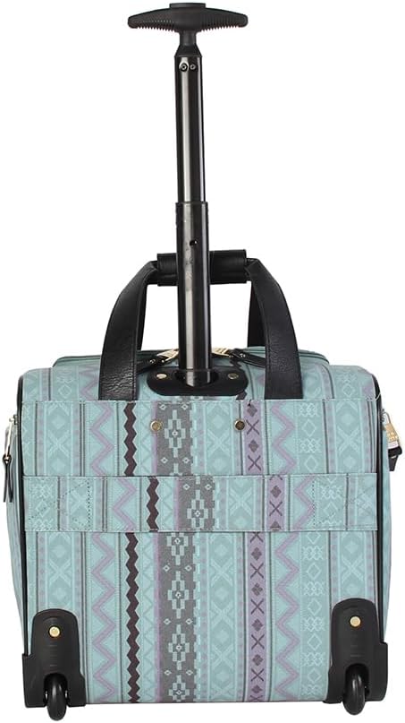 Designer 15 Inch Carry on Suitcase- Small Weekender Overnight Business Travel Luggage- Lightweight 2- Rolling Spinner Wheels Under Seat Bag for Women(Legends Teal)