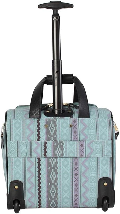 Designer 15 Inch Carry on Suitcase- Small Weekender Overnight Business Travel Luggage- Lightweight 2- Rolling Spinner Wheels Under Seat Bag for Women(Legends Teal)