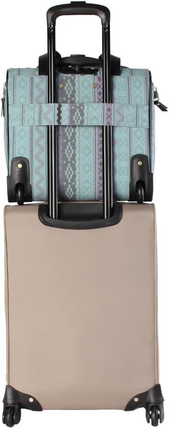 Designer 15 Inch Carry on Suitcase- Small Weekender Overnight Business Travel Luggage- Lightweight 2- Rolling Spinner Wheels Under Seat Bag for Women(Legends Teal)