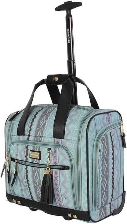 Designer 15 Inch Carry on Suitcase- Small Weekender Overnight Business Travel Luggage- Lightweight 2- Rolling Spinner Wheels Under Seat Bag for Women(Legends Teal)