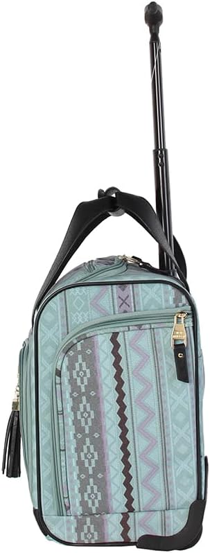 Designer 15 Inch Carry on Suitcase- Small Weekender Overnight Business Travel Luggage- Lightweight 2- Rolling Spinner Wheels Under Seat Bag for Women(Legends Teal)
