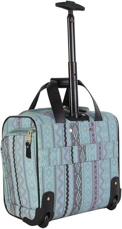 Designer 15 Inch Carry on Suitcase- Small Weekender Overnight Business Travel Luggage- Lightweight 2- Rolling Spinner Wheels Under Seat Bag for Women(Legends Teal)