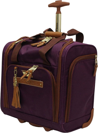 Designer 15 Inch Carry on Suitcase- Small Weekender Overnight Business Travel Luggage- Lightweight 2- Rolling Spinner Wheels Under Seat Bag for Women(Legends Teal)