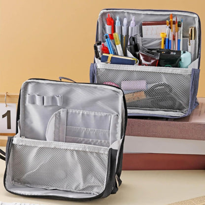 Standing Cosmetic Bag Organizer - Large Travel Makeup Bag with Multiple Compartments for Beauty Supplies Storage Portable Functional Makeup Case for Home & Vacation (Black)