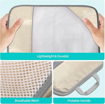 6 Set Compression Packing Cubes for Travel - Compressible, Lightweight, and Space-Saving Packing Cubes, Travel Accessories Luggage Suitcase Backpack for Men Women (Grey)