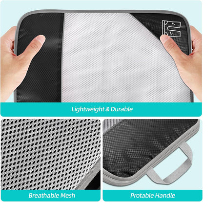 6 Set Compression Packing Cubes for Travel - Compressible, Lightweight, and Space-Saving Packing Cubes, Travel Accessories Luggage Suitcase Backpack for Men Women (Grey)
