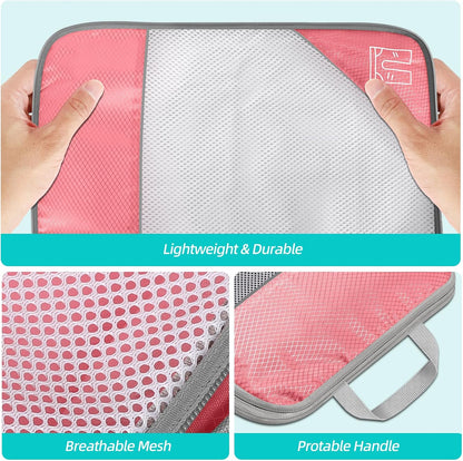6 Set Compression Packing Cubes for Travel - Compressible, Lightweight, and Space-Saving Packing Cubes, Travel Accessories Luggage Suitcase Backpack for Men Women (Grey)