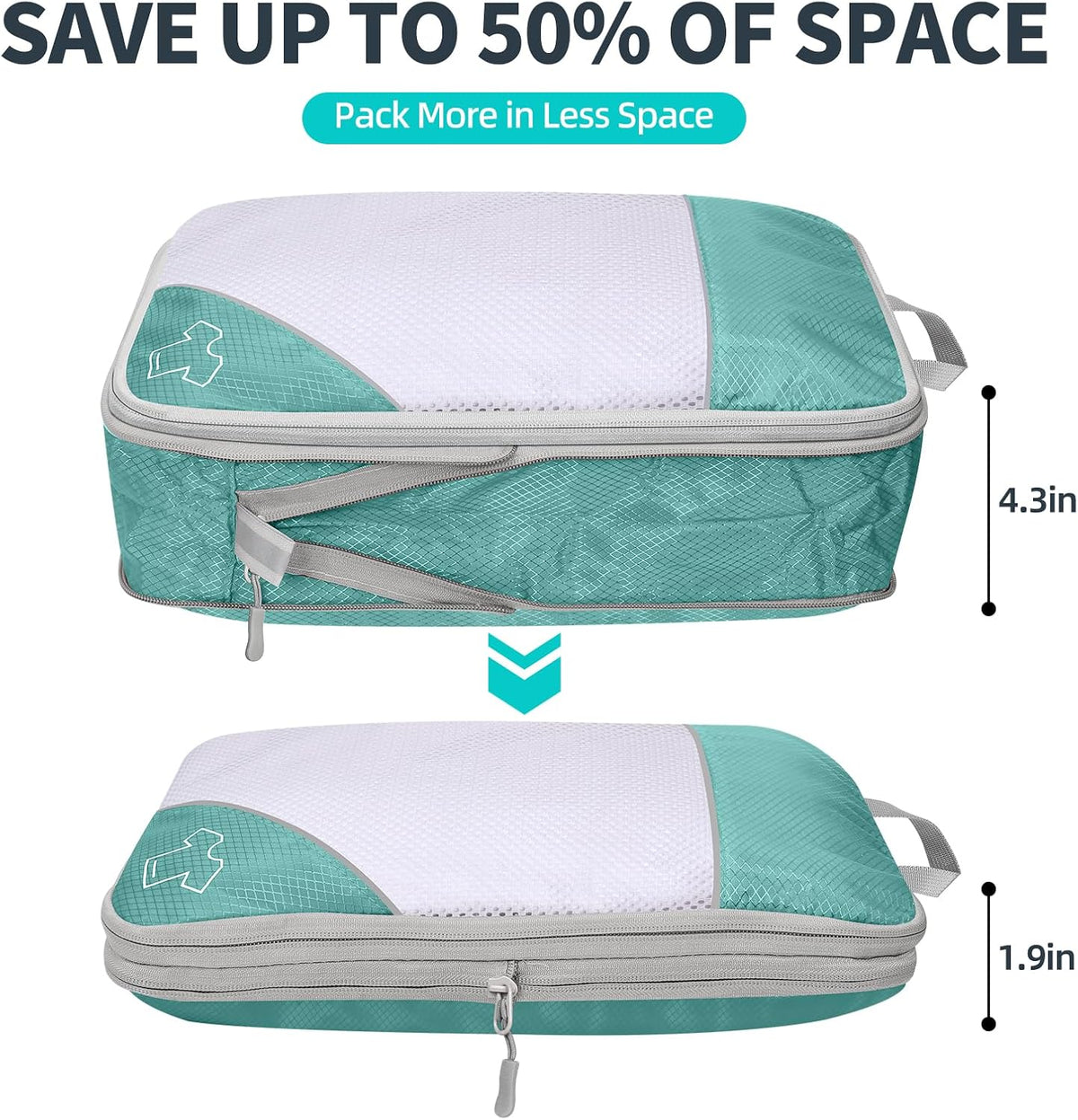 6 Set Compression Packing Cubes for Travel - Compressible, Lightweight, and Space-Saving Packing Cubes, Travel Accessories Luggage Suitcase Backpack for Men Women (Grey)