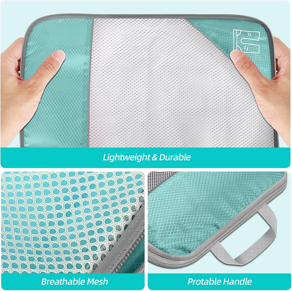 6 Set Compression Packing Cubes for Travel - Compressible, Lightweight, and Space-Saving Packing Cubes, Travel Accessories Luggage Suitcase Backpack for Men Women (Grey)