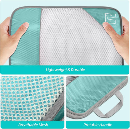 6 Set Compression Packing Cubes for Travel - Compressible, Lightweight, and Space-Saving Packing Cubes, Travel Accessories Luggage Suitcase Backpack for Men Women (Grey)
