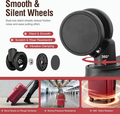 20 Inch Carry On Luggage with Spinner Wheels, PC Hard Shell Suitcase Equipped with Cup Holder, Phone Holder and USB Port, Lightweight Airline Approved Travel Luggage for Men and Women