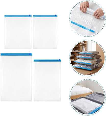 8pcs Roll up Compression Vacuum Bags for Clothes and Bulky Items, Self Compression Storage Bags with Water Protection, for Travel, Camping, and Vacations