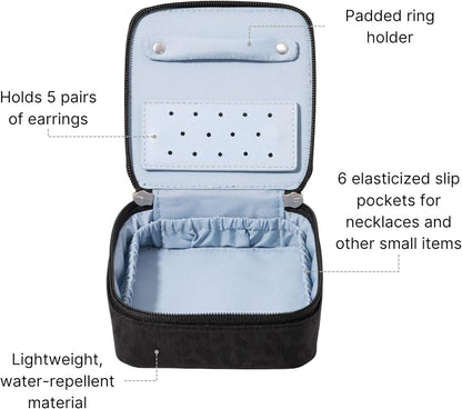 Travel Jewelry Box - Lightweight 4.7”x4.7”x1.9” Travel Jewelry Case