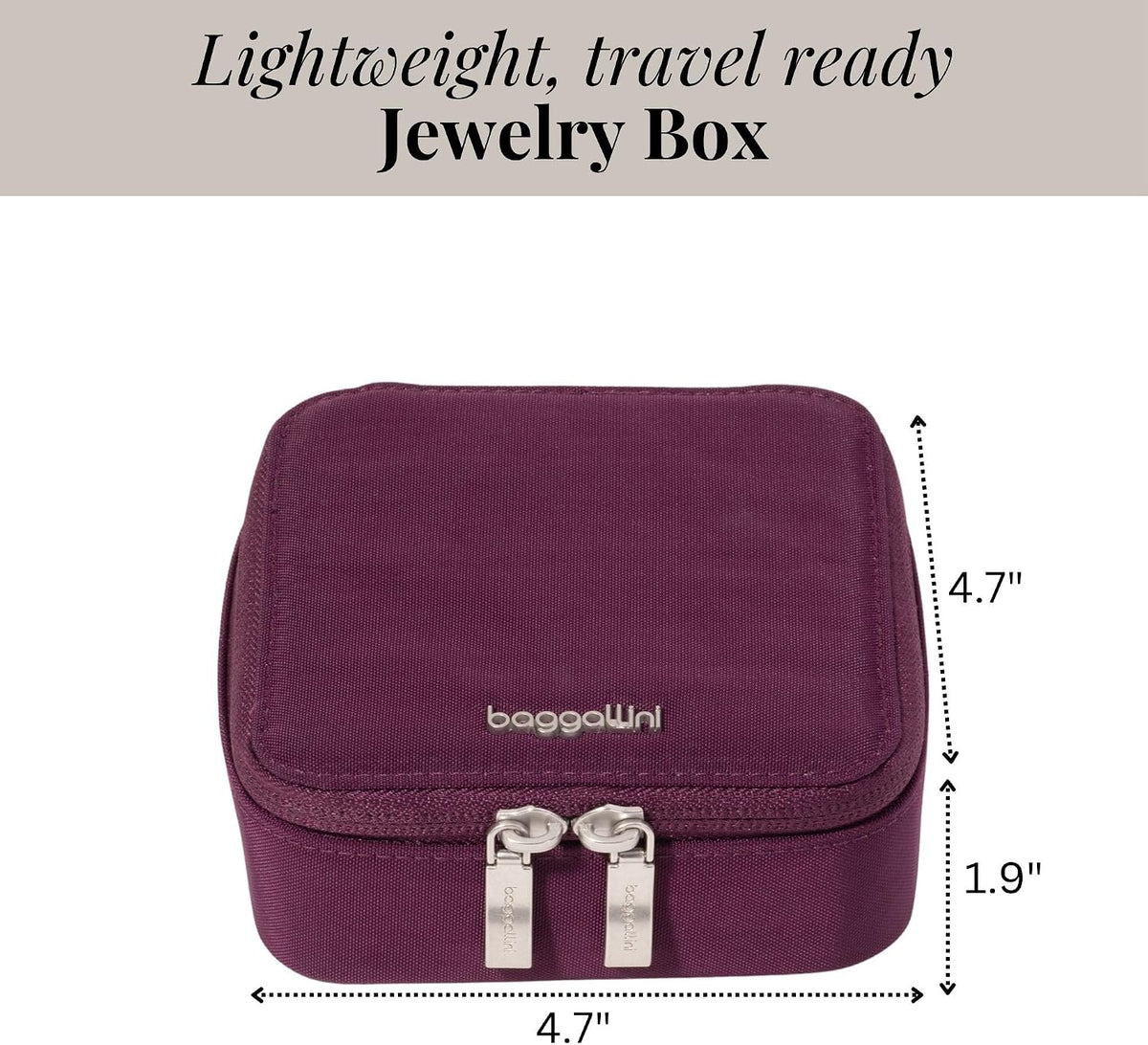 Travel Jewelry Box - Lightweight 4.7”x4.7”x1.9” Travel Jewelry Case