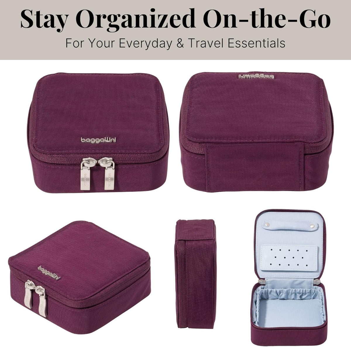 Travel Jewelry Box - Lightweight 4.7”x4.7”x1.9” Travel Jewelry Case