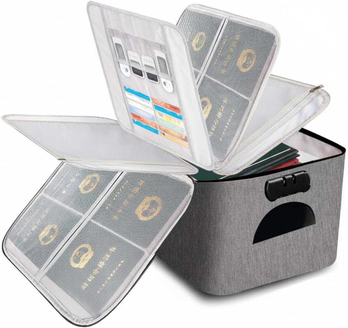 Expanding File Wallet for Travel Documents, 600D Oxford Cloth Multi-Layer Organizer Bag for Passports and Papers, Portable Carrier (1 PC)