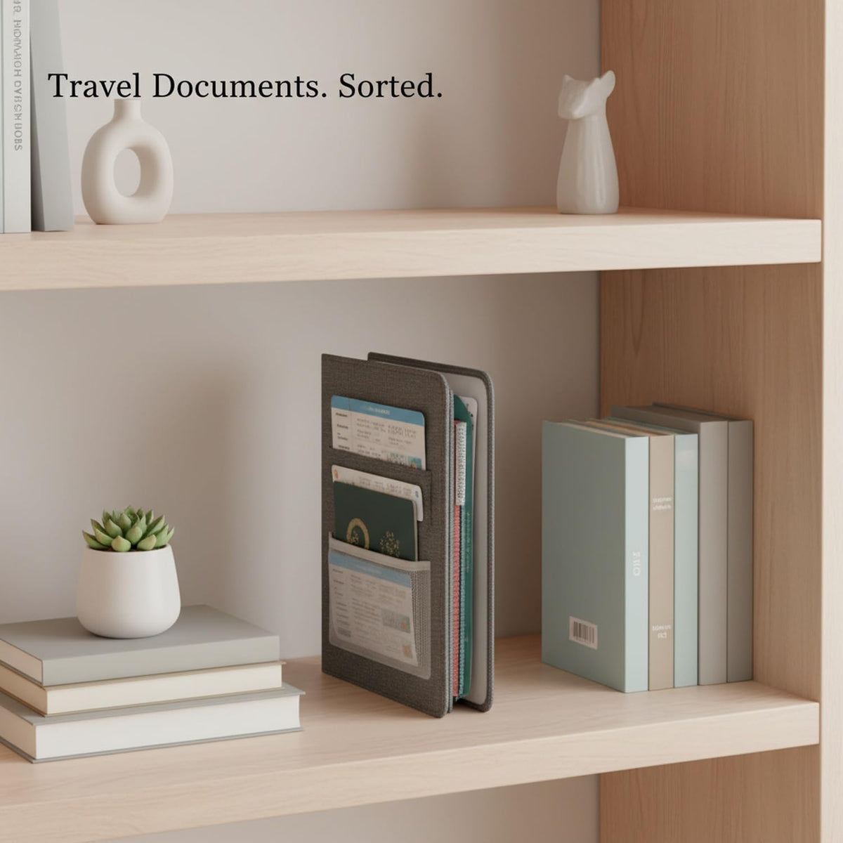 Expanding File Wallet for Travel Documents, 600D Oxford Cloth Multi-Layer Organizer Bag for Passports and Papers, Portable Carrier (1 PC)
