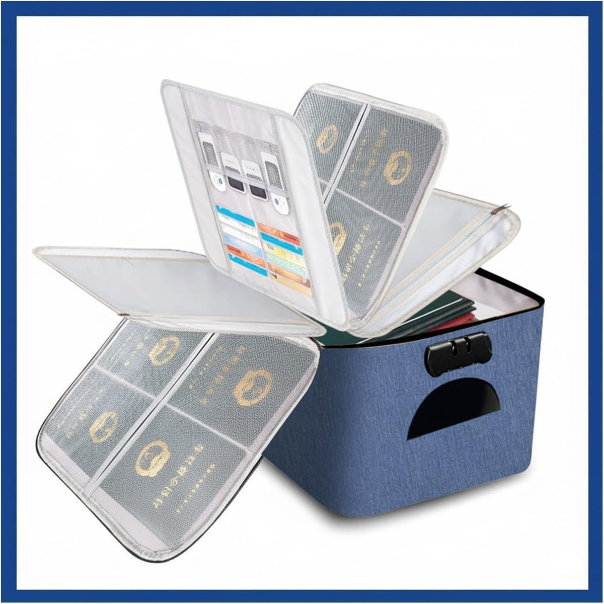 Expanding File Wallet for Travel Documents, 600D Oxford Cloth Multi-Layer Organizer Bag for Passports and Papers, Portable Carrier (1 PC)