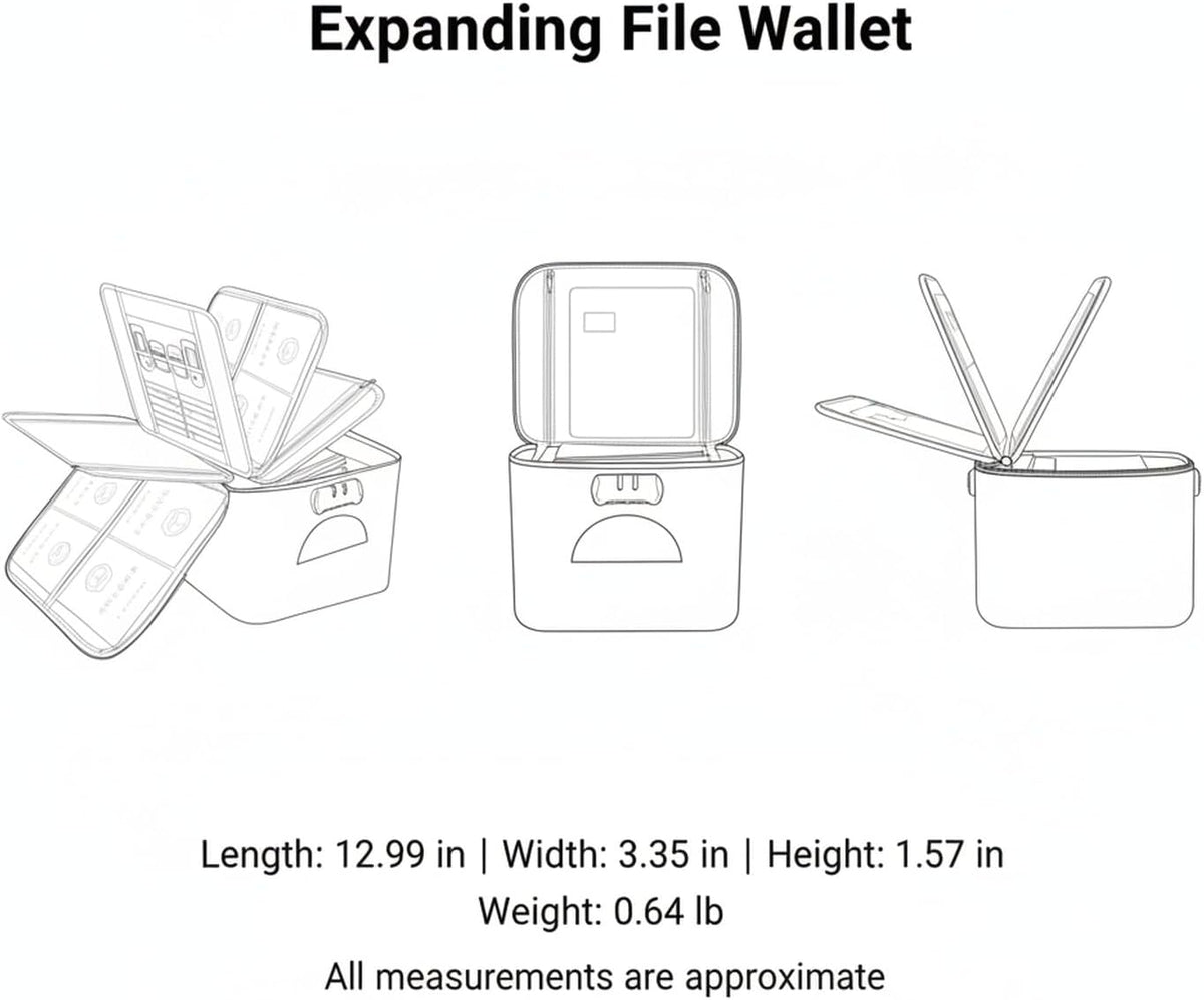 Expanding File Wallet for Travel Documents, 600D Oxford Cloth Multi-Layer Organizer Bag for Passports and Papers, Portable Carrier (1 PC)