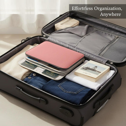 Expanding File Wallet for Travel Documents, 600D Oxford Cloth Multi-Layer Organizer Bag for Passports and Papers, Portable Carrier (1 PC)