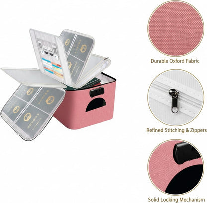 Expanding File Wallet for Travel Documents, 600D Oxford Cloth Multi-Layer Organizer Bag for Passports and Papers, Portable Carrier (1 PC)