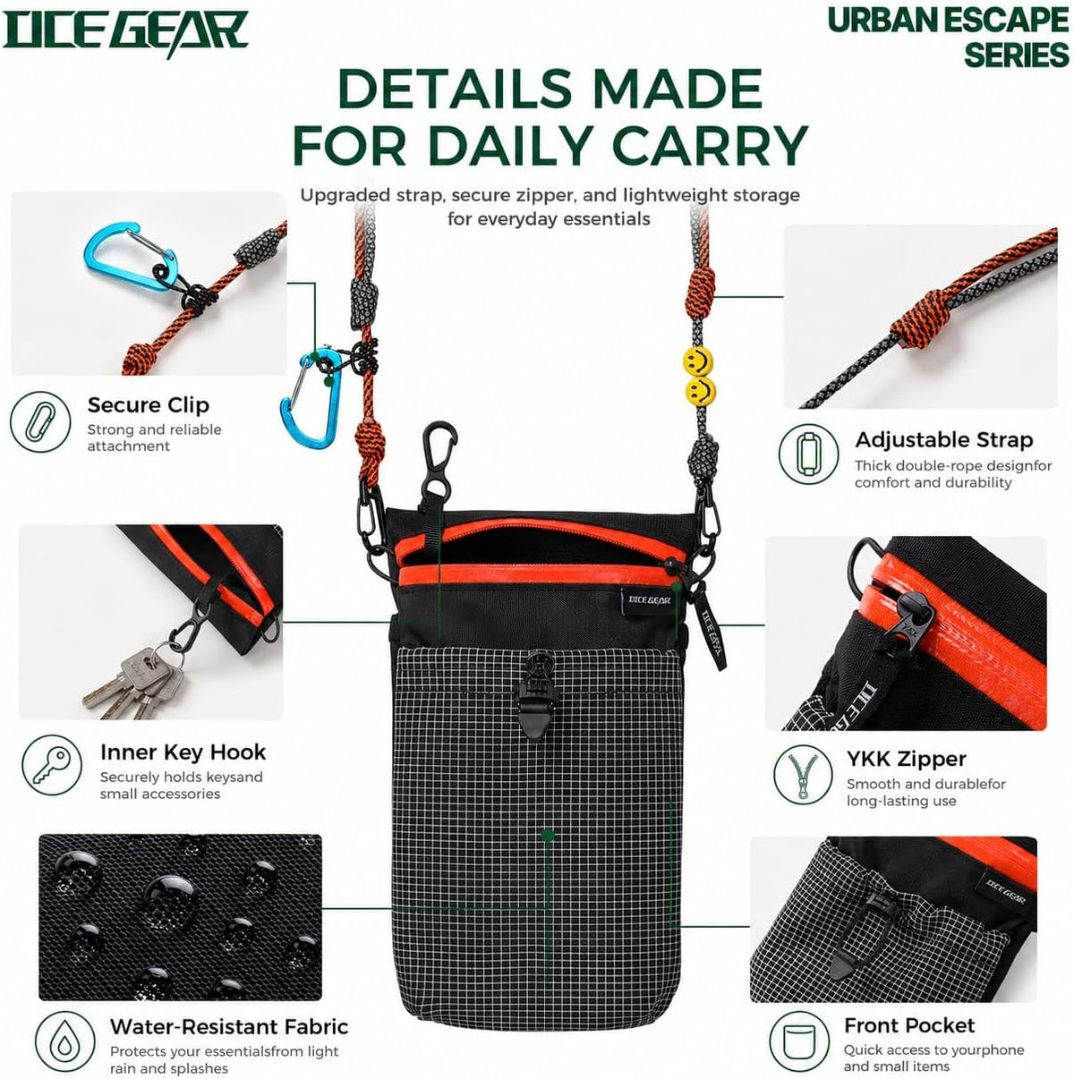 Cell Phone Bag with Strap Lightweight Crossbody Phone Purse with Nylon Lanyard Fits iPhone 12-17 for Travel Casual Walking