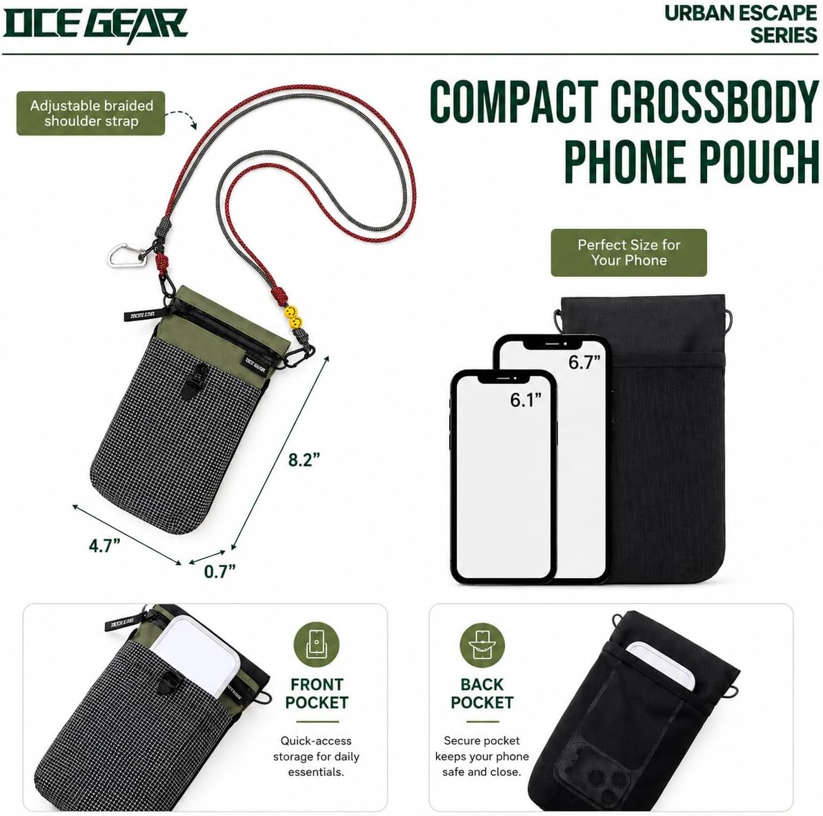 Cell Phone Bag with Strap Lightweight Crossbody Phone Purse with Nylon Lanyard Fits iPhone 12-17 for Travel Casual Walking