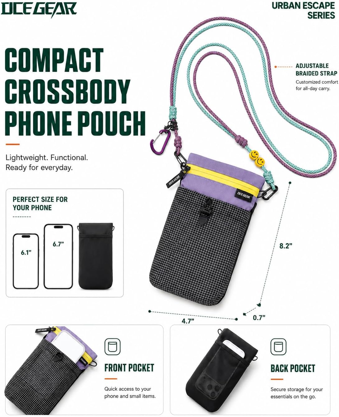 Cell Phone Bag with Strap Lightweight Crossbody Phone Purse with Nylon Lanyard Fits iPhone 12-17 for Travel Casual Walking
