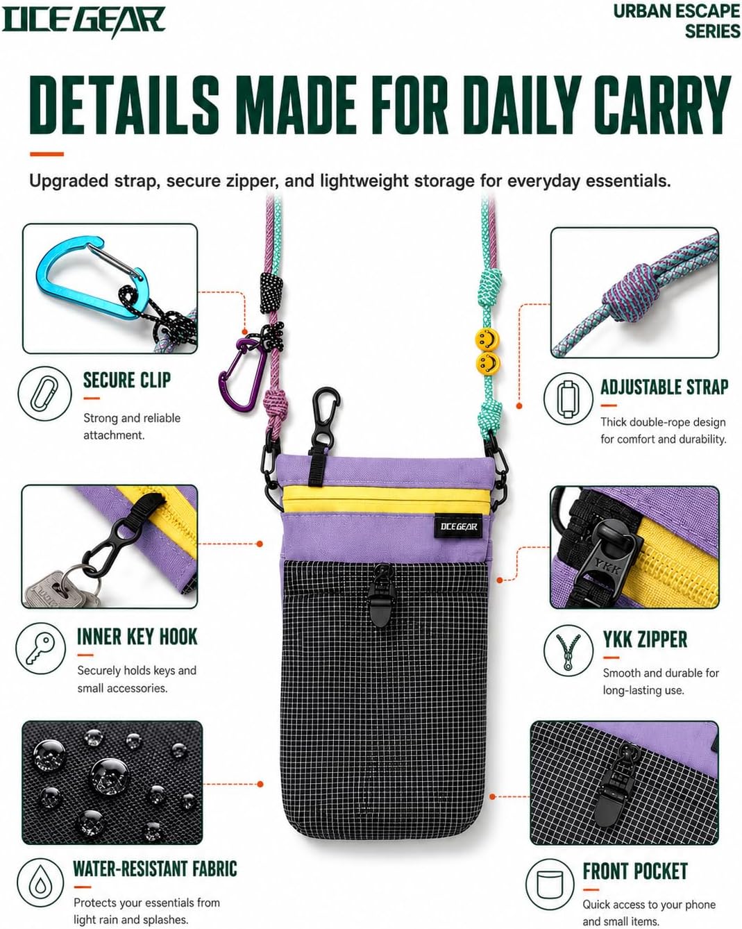 Cell Phone Bag with Strap Lightweight Crossbody Phone Purse with Nylon Lanyard Fits iPhone 12-17 for Travel Casual Walking