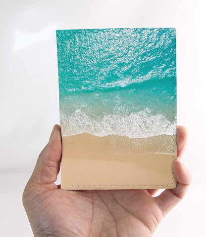 Beach Passport Holder for Travel Turquoise Sea Water PU Leather Passport Cover Wallet Cute Passport Card Holder for Women and Men