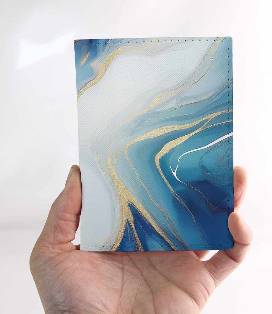Beach Passport Holder for Travel Turquoise Sea Water PU Leather Passport Cover Wallet Cute Passport Card Holder for Women and Men