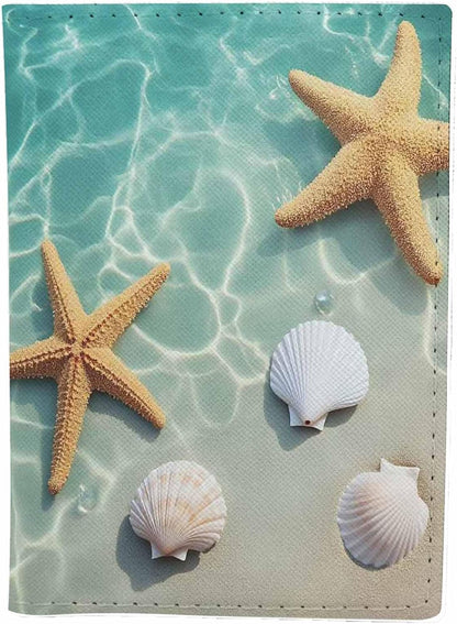 Beach Passport Holder for Travel Turquoise Sea Water PU Leather Passport Cover Wallet Cute Passport Card Holder for Women and Men
