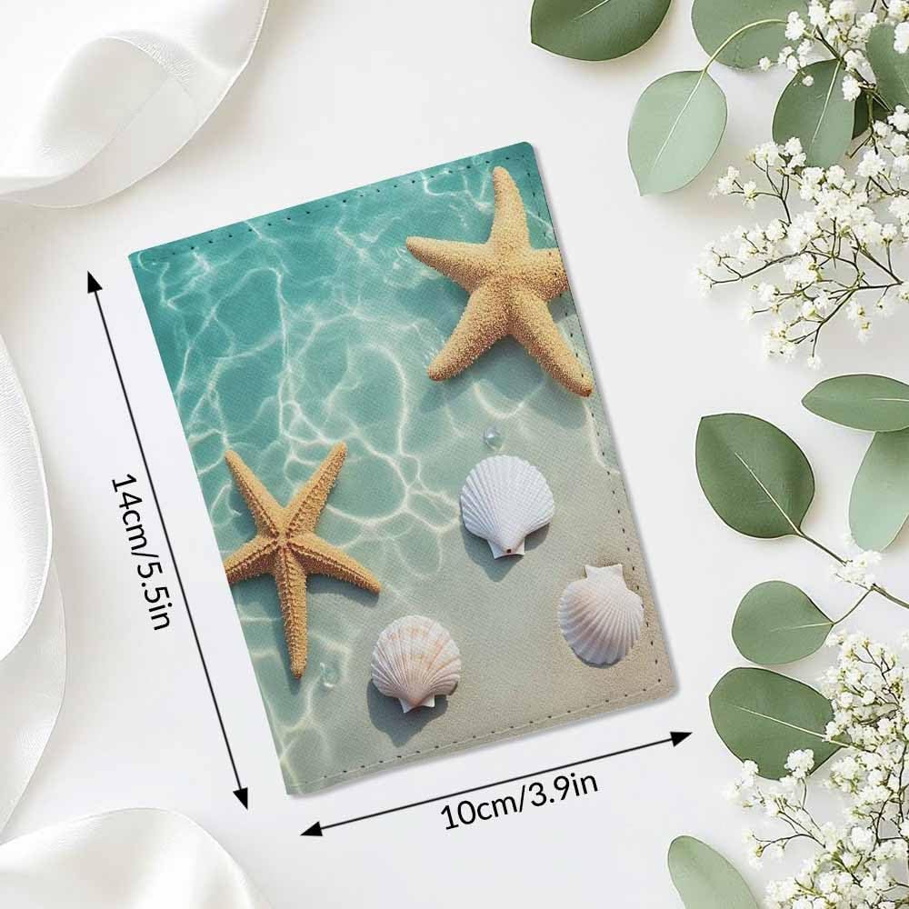 Beach Passport Holder for Travel Turquoise Sea Water PU Leather Passport Cover Wallet Cute Passport Card Holder for Women and Men