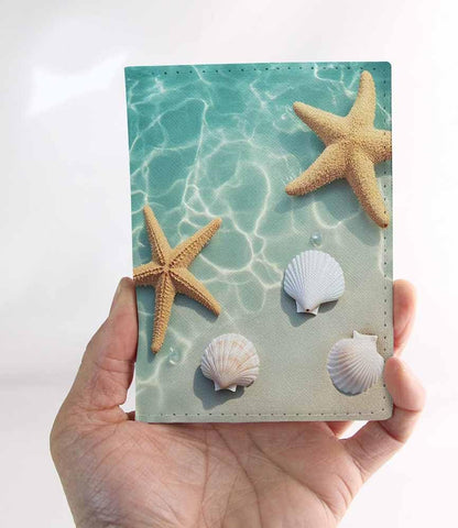 Beach Passport Holder for Travel Turquoise Sea Water PU Leather Passport Cover Wallet Cute Passport Card Holder for Women and Men