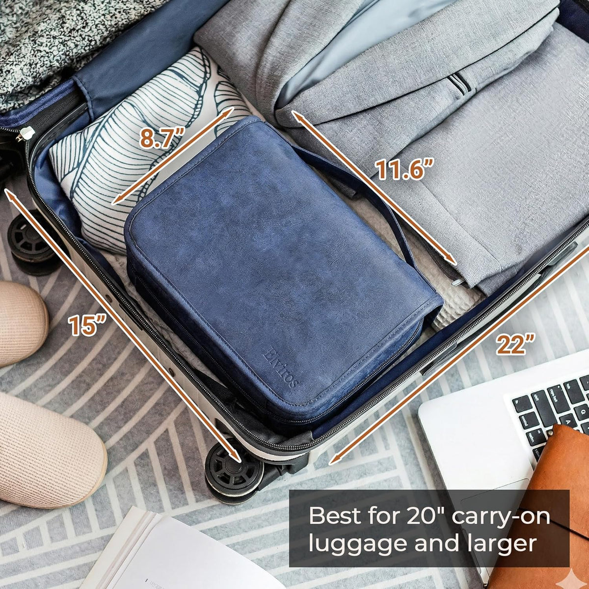 Hanging Toiletry Bag Removable Travel Bag PU leather Makeup Cosmetic Organizer Kit, Dark Brown