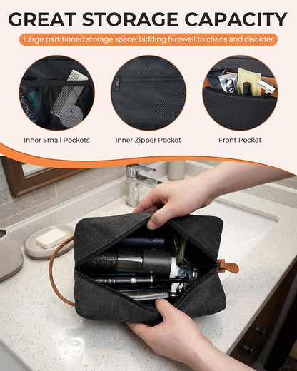 Hanging Toiletry Bag Removable Travel Bag PU leather Makeup Cosmetic Organizer Kit, Dark Brown