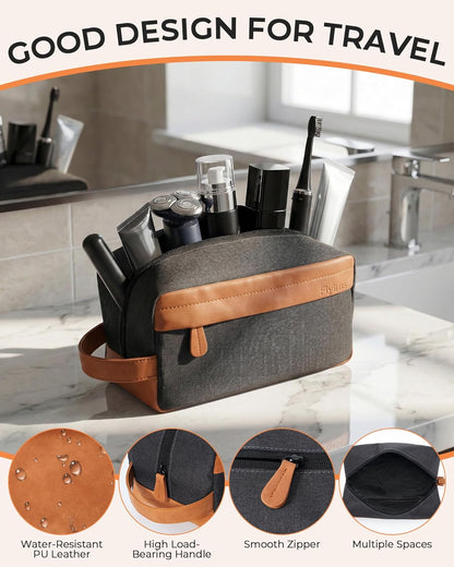 Hanging Toiletry Bag Removable Travel Bag PU leather Makeup Cosmetic Organizer Kit, Dark Brown