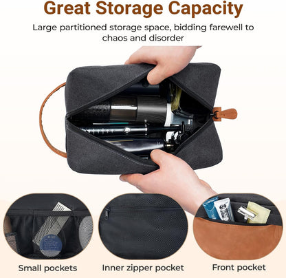 Hanging Toiletry Bag Removable Travel Bag PU leather Makeup Cosmetic Organizer Kit, Dark Brown