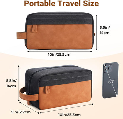 Hanging Toiletry Bag Removable Travel Bag PU leather Makeup Cosmetic Organizer Kit, Dark Brown